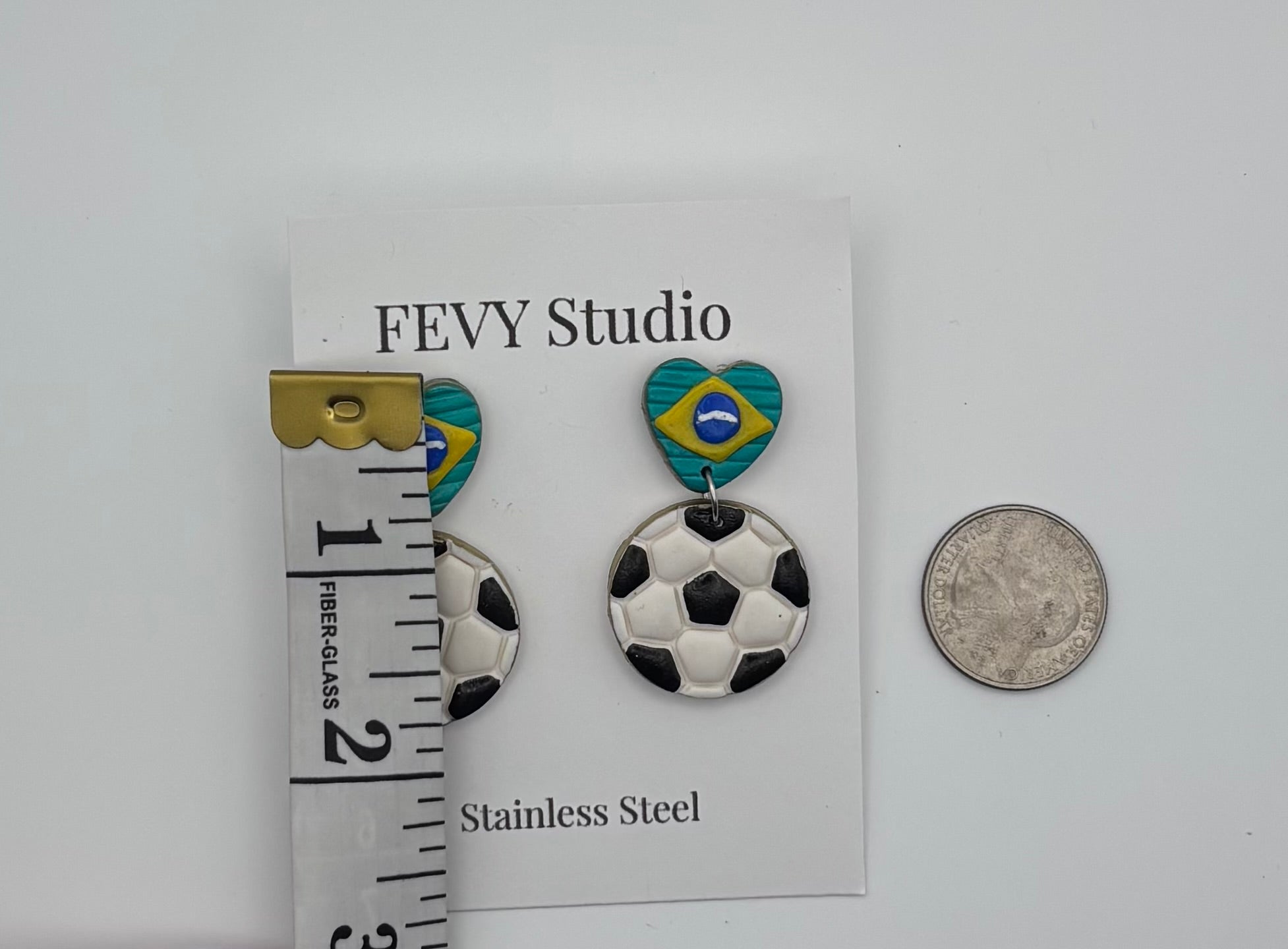 Heart Country Flag Soccer Ball Earrings – Lightweight Game Day Jewelry
