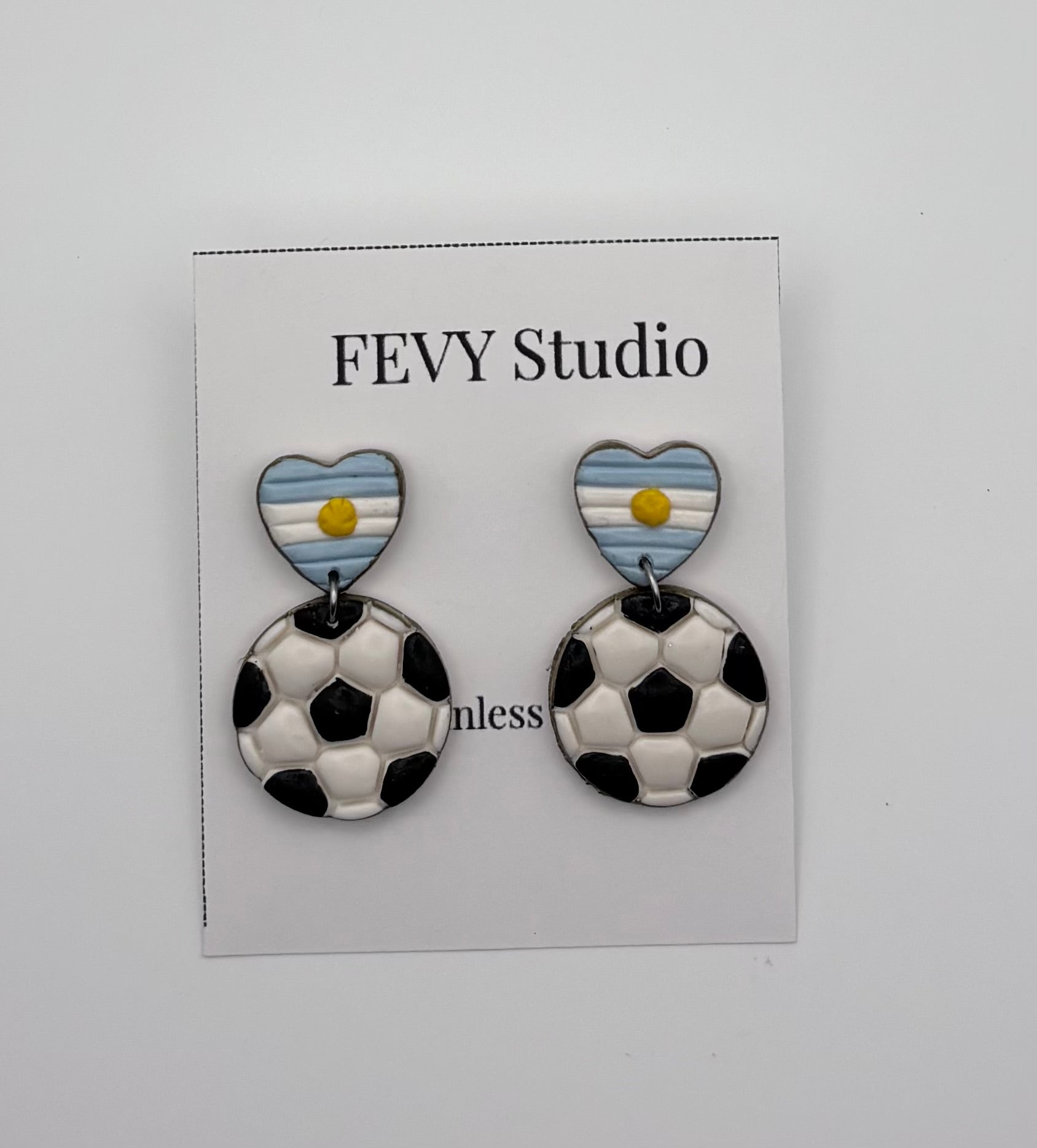 Heart Country Flag Soccer Ball Earrings – Lightweight Game Day Jewelry