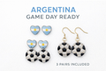 Argentina Earrings Set, 3 Pair Soccer Earrings Bundle, Game Day Earrings, Argentina Fan Jewelry, Football Earrings Set, Futbol Accessoriesy