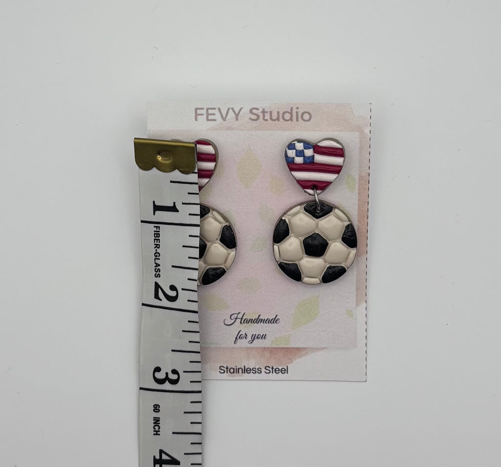 Heart Country Flag Soccer Ball Earrings – Lightweight Game Day Jewelry