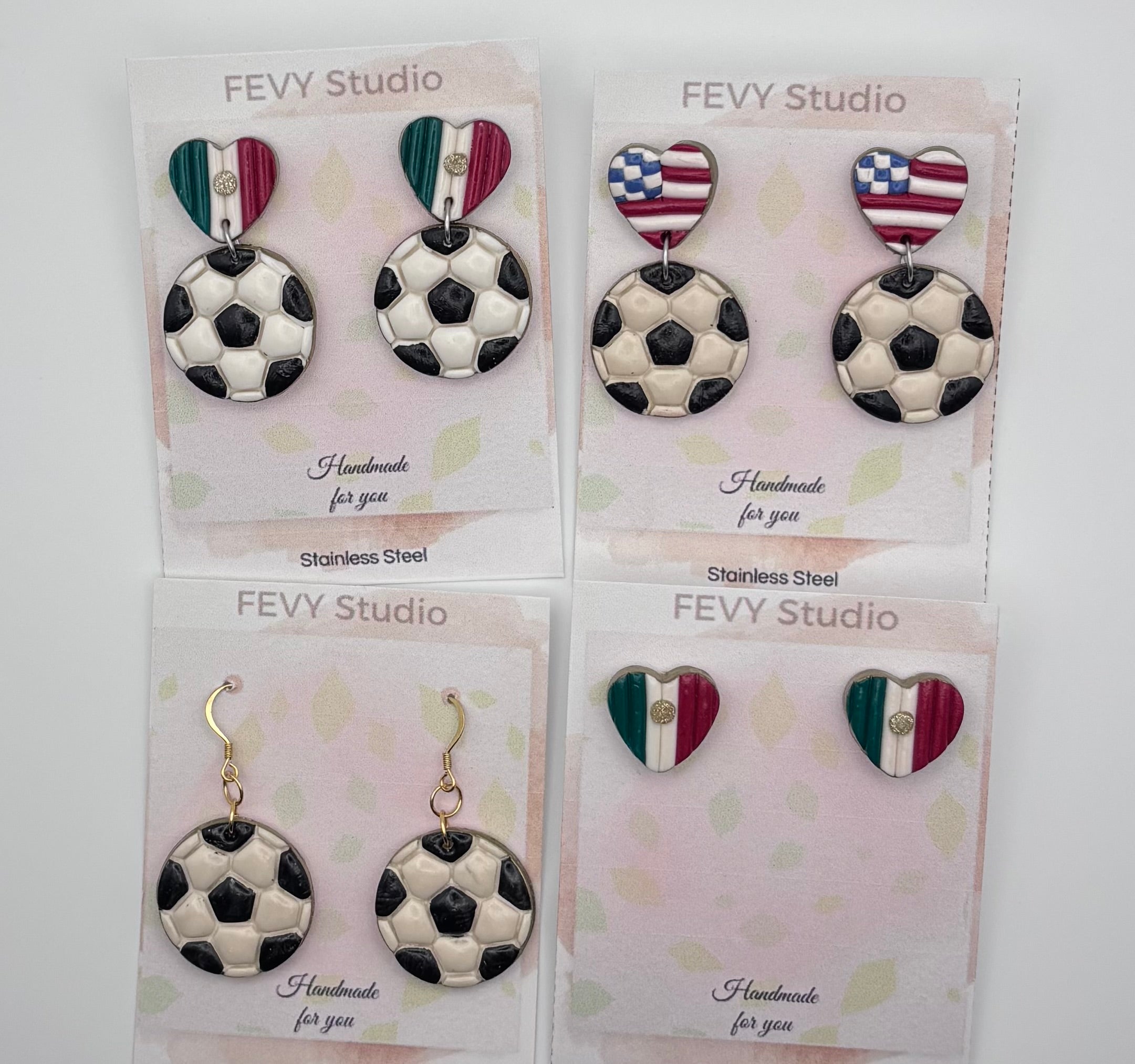 Heart Country Flag Soccer Ball Earrings – Lightweight Game Day Jewelry