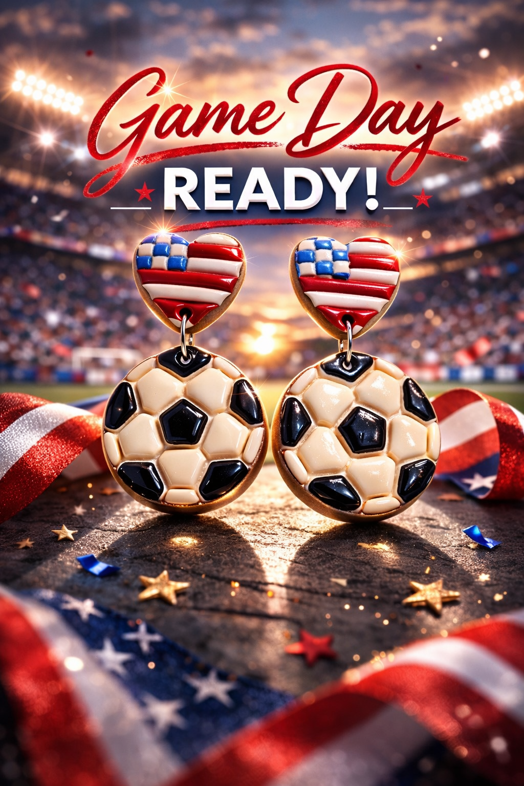 Heart Country Flag Soccer Ball Earrings – Lightweight Game Day Jewelry