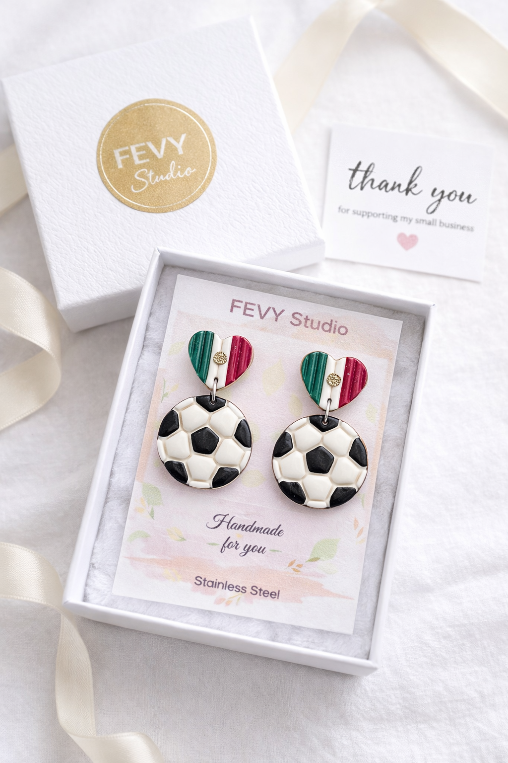 Heart Country Flag Soccer Ball Earrings – Lightweight Game Day Jewelry