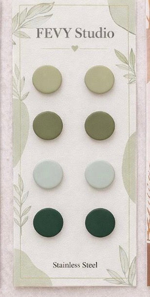Polymer Clay Stud Earrings Set, Stainless Steel Posts, Minimalist Studs Pack, Neutral Pastel Color Earrings, Everyday Earrings
