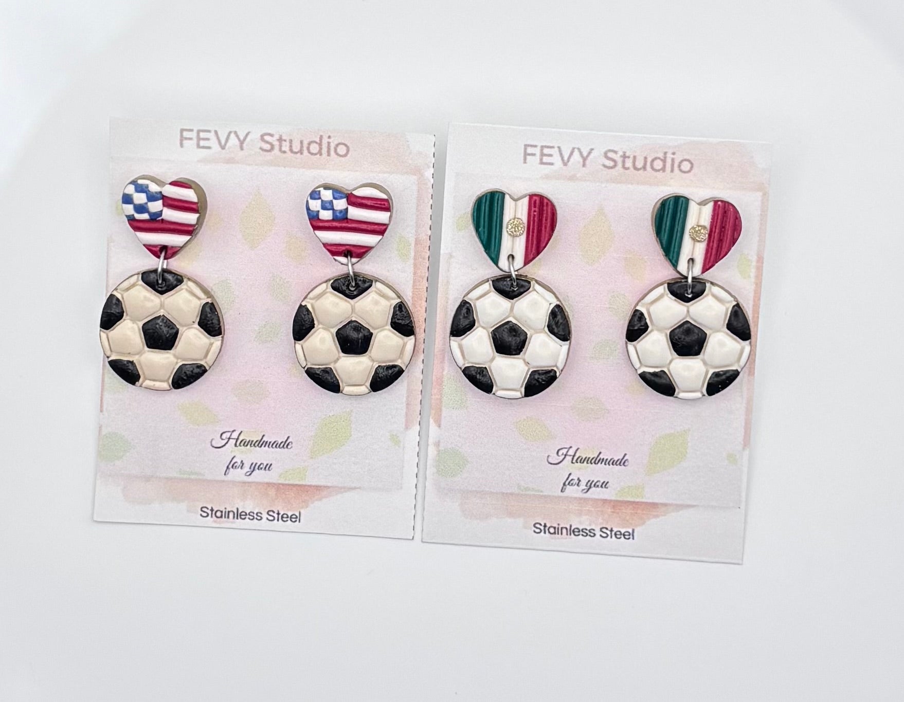 Heart Country Flag Soccer Ball Earrings – Lightweight Game Day Jewelry