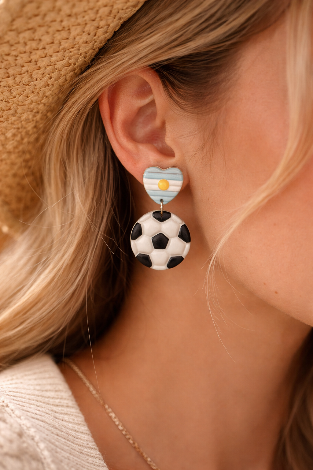Heart Country Flag Soccer Ball Earrings – Lightweight Game Day Jewelry