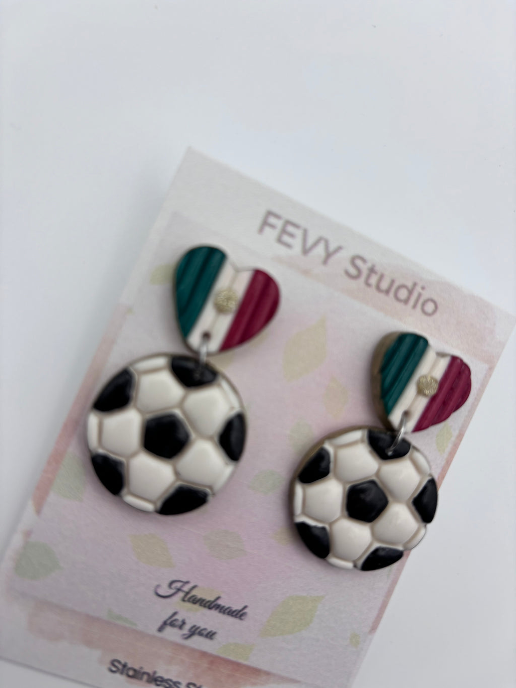 Heart Country Flag Soccer Ball Earrings – Lightweight Game Day Jewelry