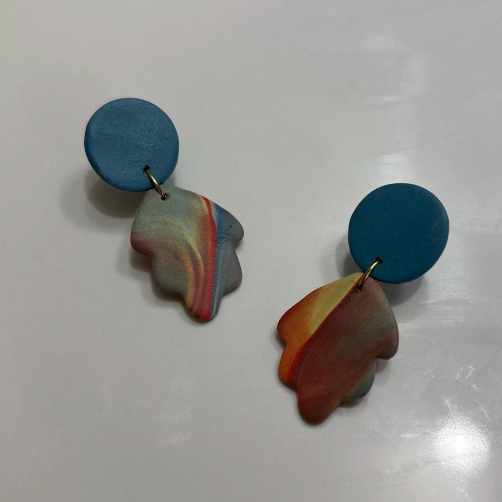 Handmade Polymer Clay Statement Earrings Stainless Steel Unique Organic Designs