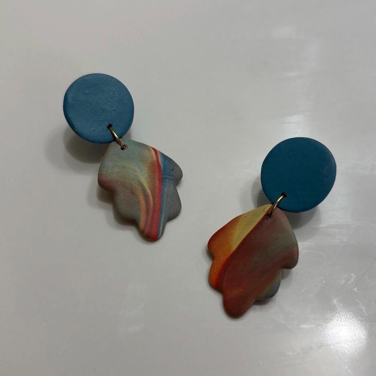 Handmade Polymer Clay Statement Earrings Stainless Steel Unique Organic Designs