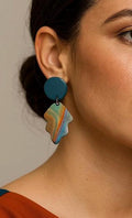 Handmade Polymer Clay Statement Earrings Stainless Steel Unique Organic Designs