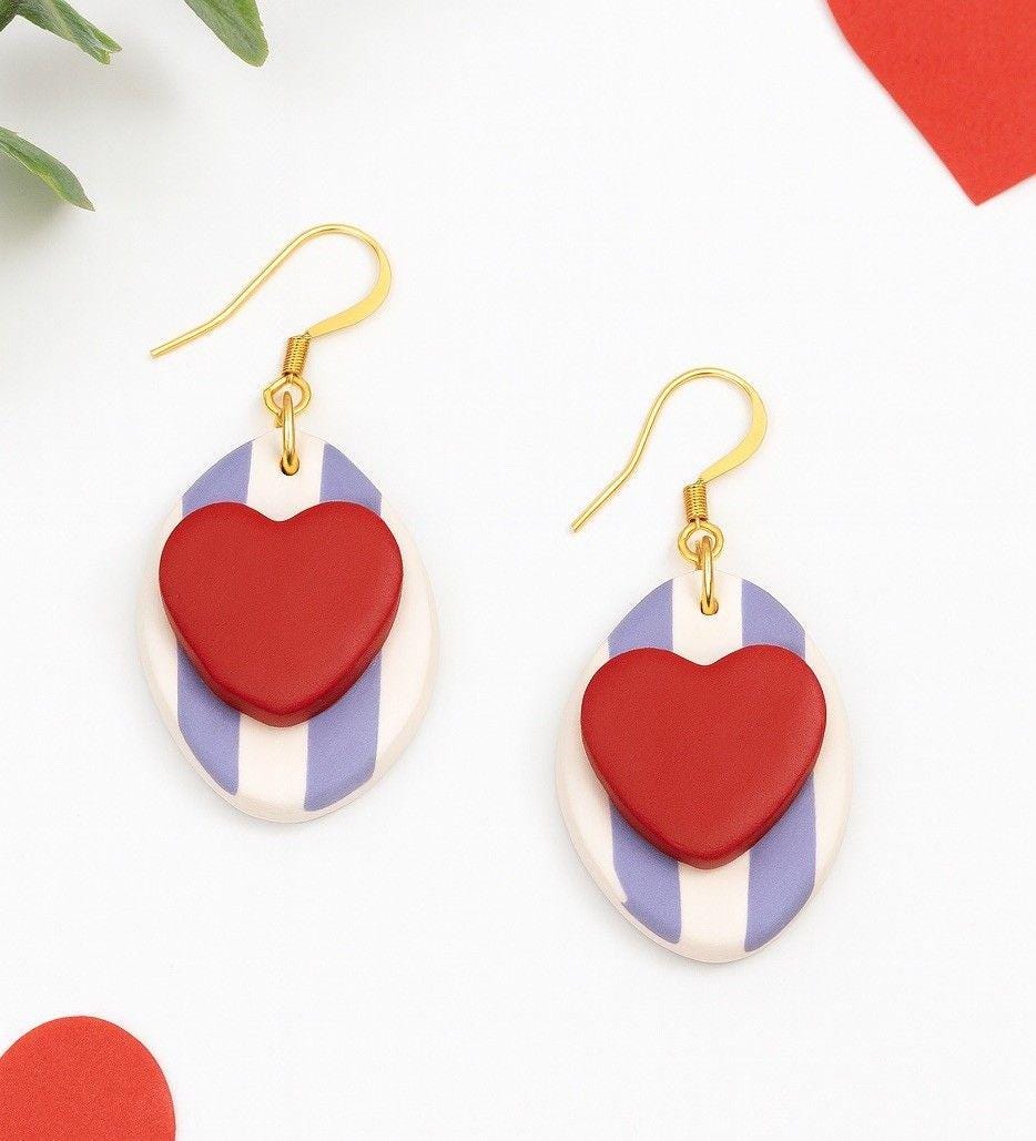 Handmade Polymer Clay Statement Earrings Stainless Steel Unique Organic Designs