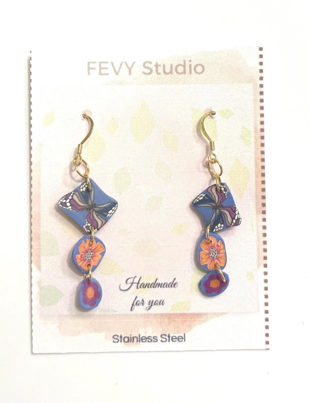 Handmade Polymer Clay Earrings |Colorful Floral Dangle Earrings | Lightweight Statement Jewelry | Stainless Steel Hooks | Floralful Earrings