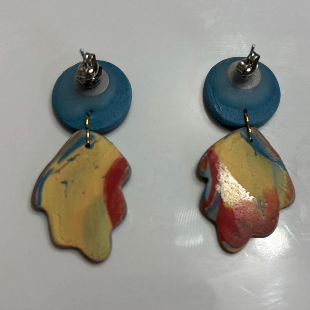Handmade Polymer Clay Statement Earrings Stainless Steel Unique Organic Designs
