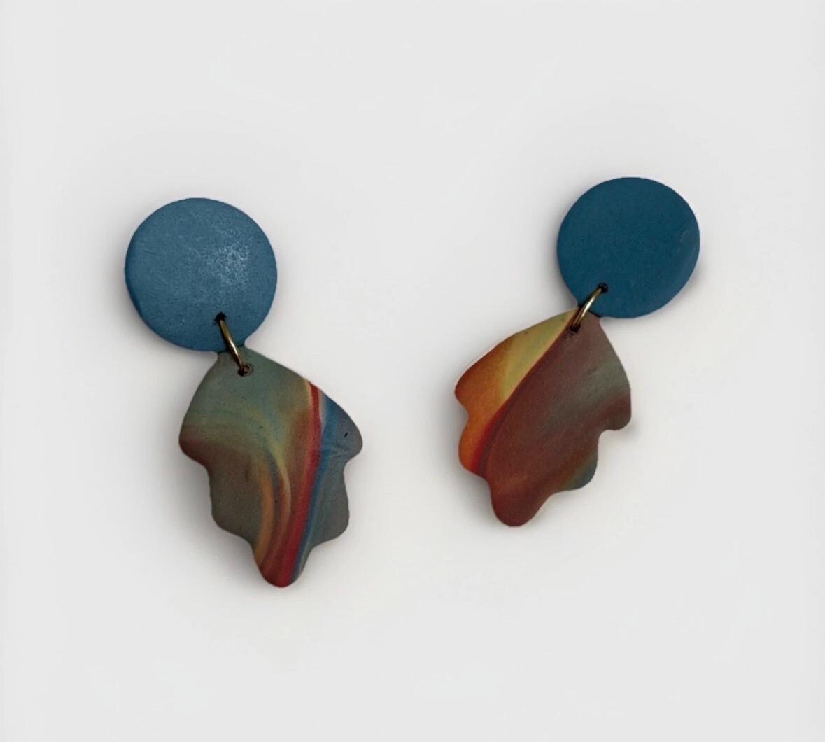 Handmade Polymer Clay Statement Earrings Stainless Steel Unique Organic Designs