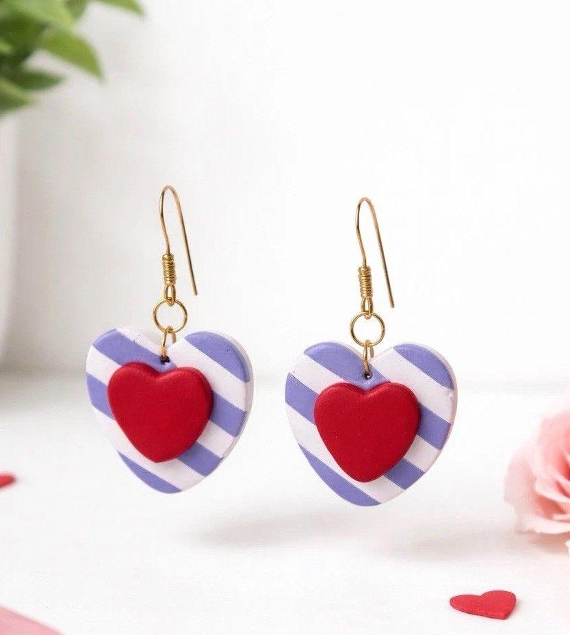 Handmade Polymer Clay Statement Earrings Stainless Steel Unique Organic Designs