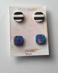 Handmade Polymer Clay Earrings – Bold Stripes & Colorful Florals – Lightweight Statement Jewelry