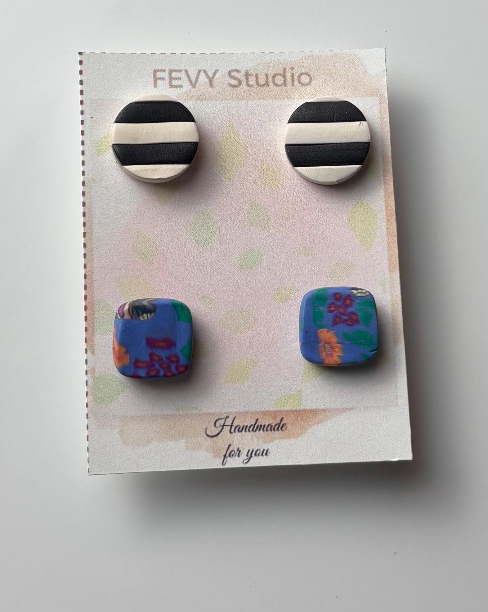 Handmade Polymer Clay Earrings – Bold Stripes & Colorful Florals – Lightweight Statement Jewelry