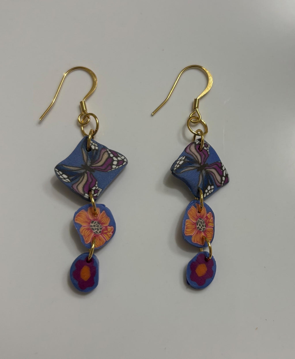 Handmade Polymer Clay Earrings |Colorful Floral Dangle Earrings | Lightweight Statement Jewelry | Stainless Steel Hooks | Floralful Earrings