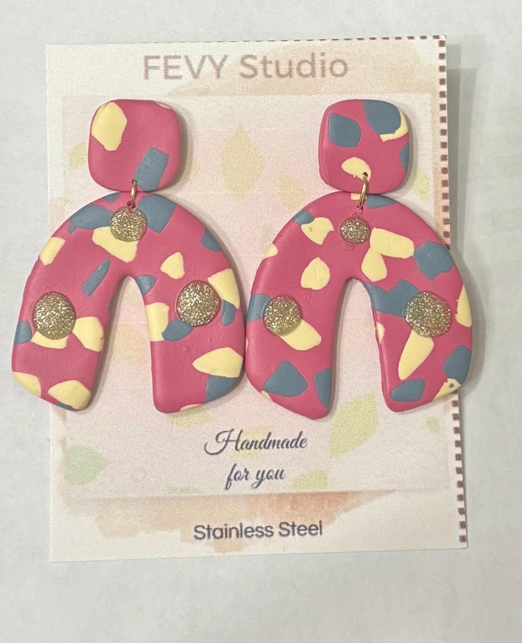 Handmade Polymer Clay Earrings – Heart, Leopard, Striped & Abstract Designs – Lightweight, Hypoallergenic Stainless Steel Jewelry