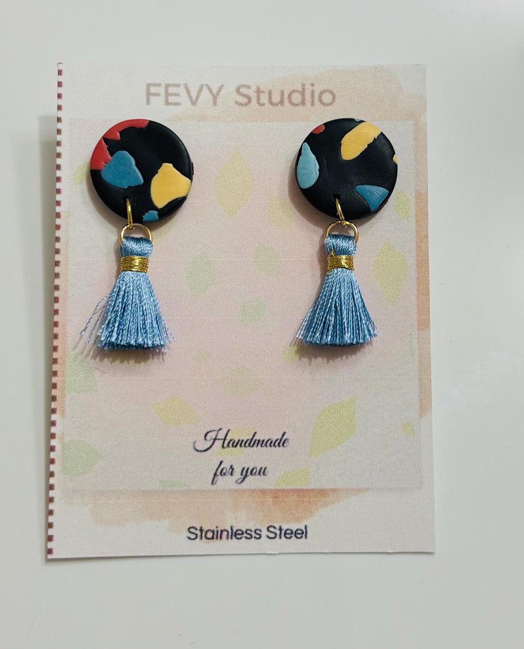 Polymer Clay Aro Earrings Handmade – Colorful Abstract Hoops, Lightweight Stainless Steel
