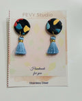 Polymer Clay Aro Earrings Handmade – Colorful Abstract Hoops, Lightweight Stainless Steel