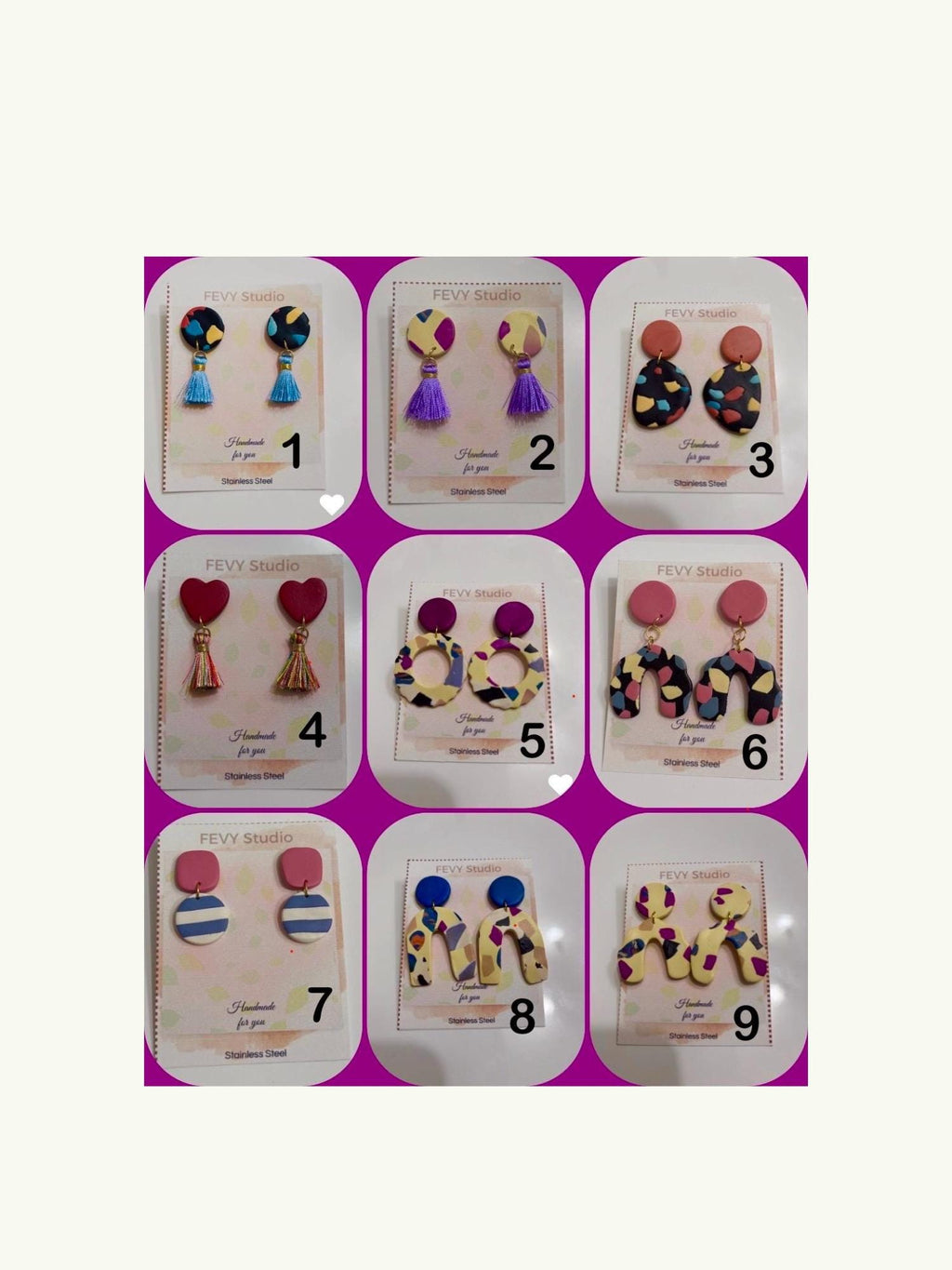 Polymer Clay Aro Earrings Handmade – Colorful Abstract Hoops, Lightweight Stainless Steel