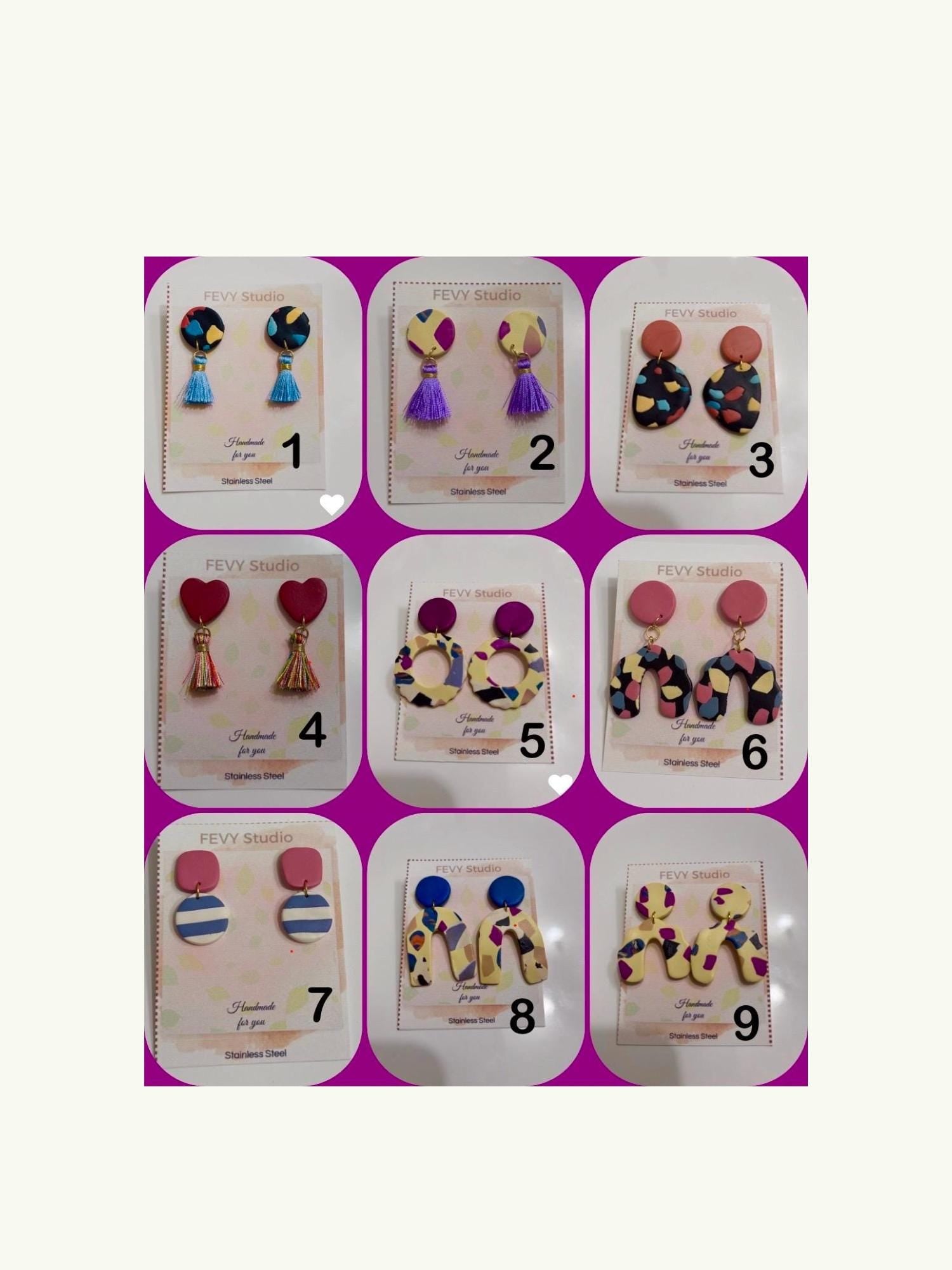 Polymer Clay Aro Earrings Handmade – Colorful Abstract Hoops, Lightweight Stainless Steel