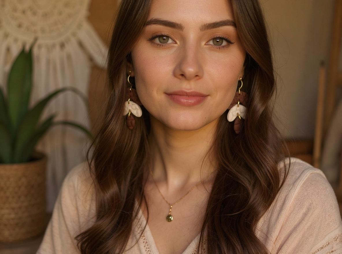 Handmade Textured Polymer Clay Dangle Earrings | Neutral Boho Minimalist Jewelry