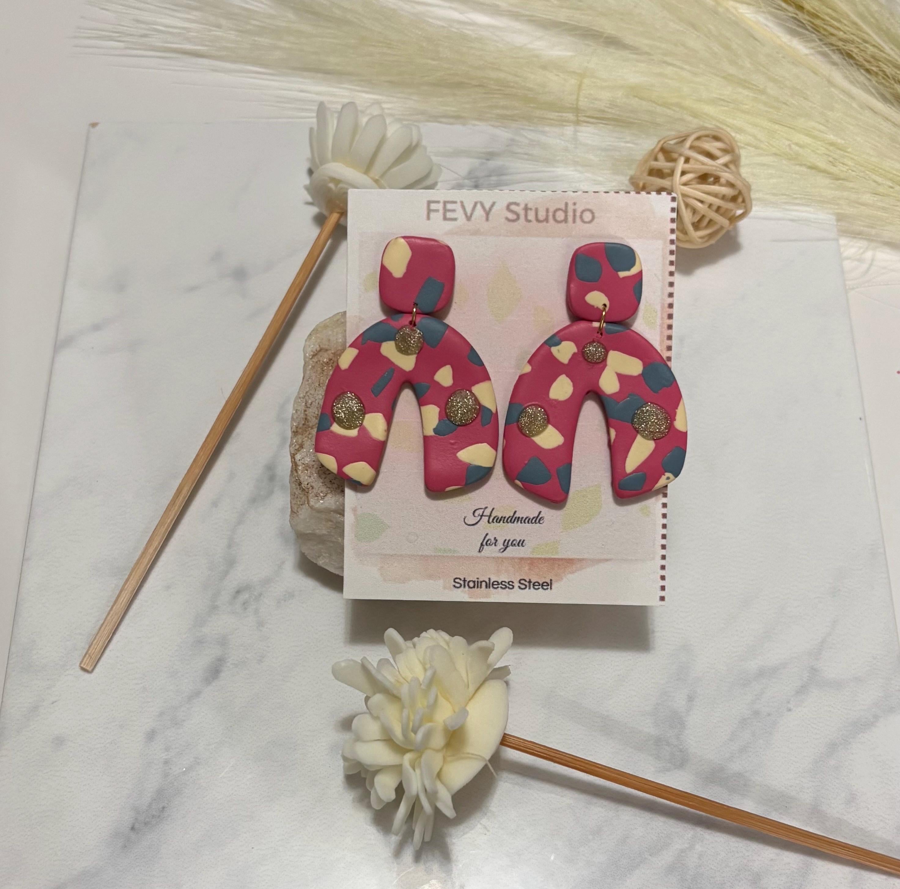 Handmade Polymer Clay Earrings – Heart, Leopard, Striped & Abstract Designs – Lightweight, Hypoallergenic Stainless Steel Jewelry