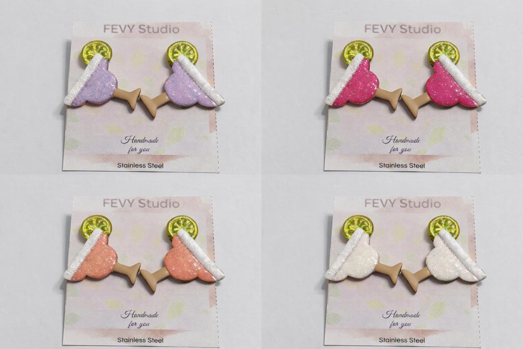 Margarita Cocktail Earrings | Handmade Polymer Clay | Fun Bartender Gift | Tropical Summer Statement | Lightweight Hypoallergenic Jewelry