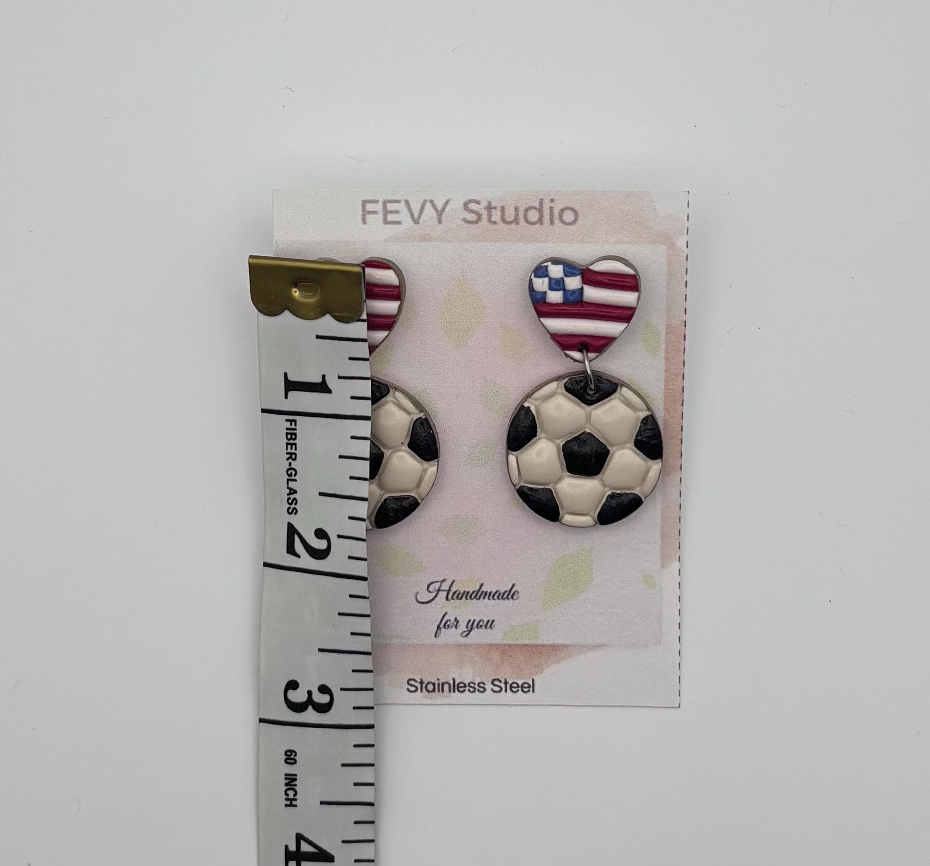 Heart Country Flag Soccer Ball Earrings – Lightweight Game Day Jewelry