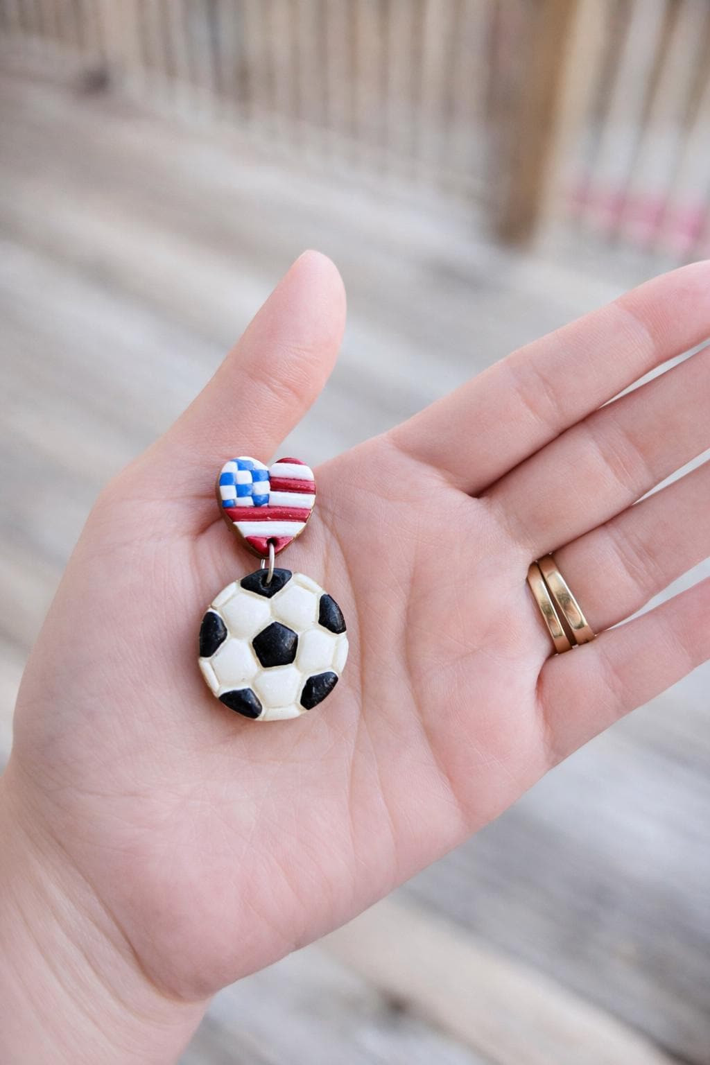 Heart Country Flag Soccer Ball Earrings – Lightweight Game Day Jewelry