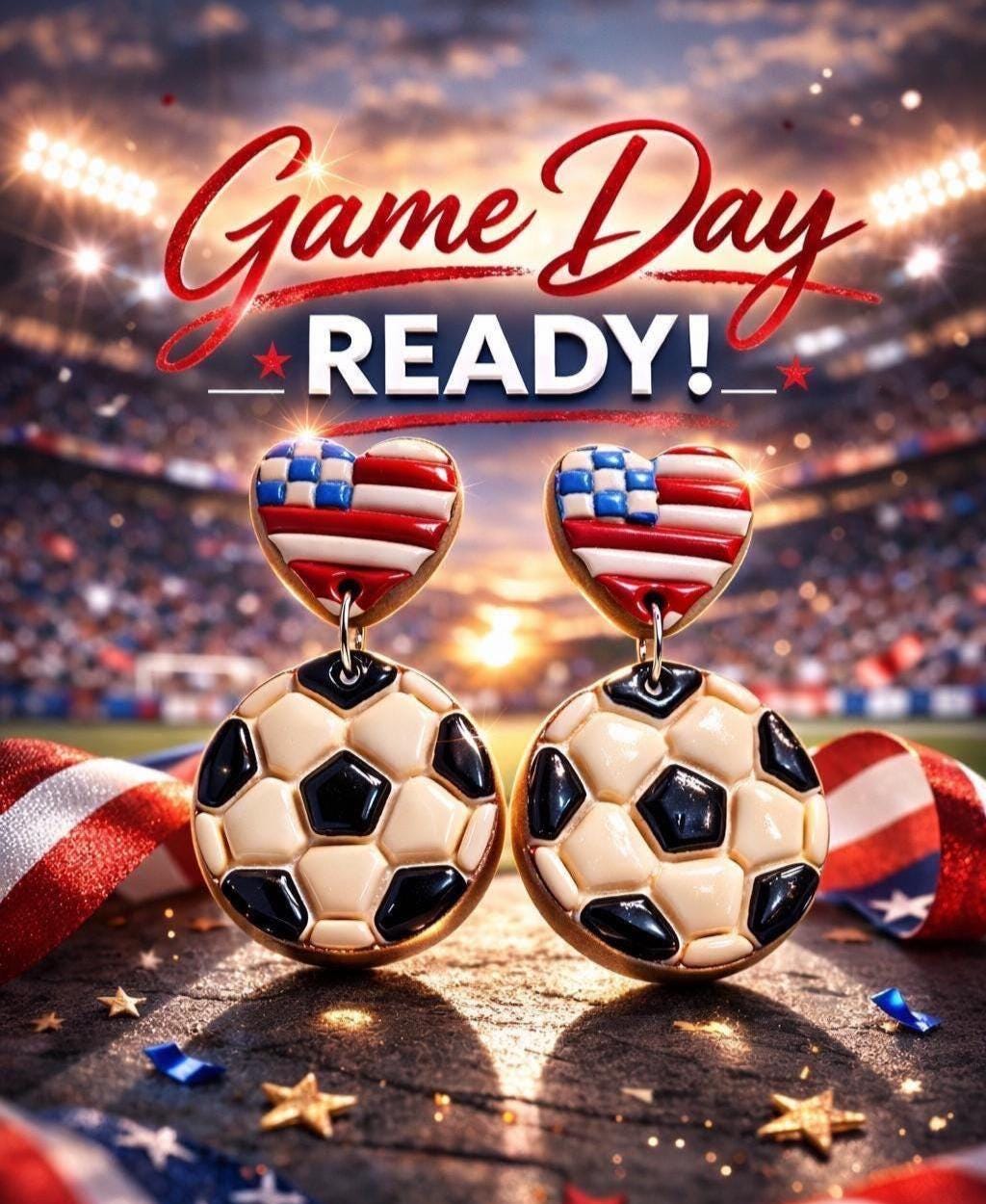 Heart Country Flag Soccer Ball Earrings – Lightweight Game Day Jewelry