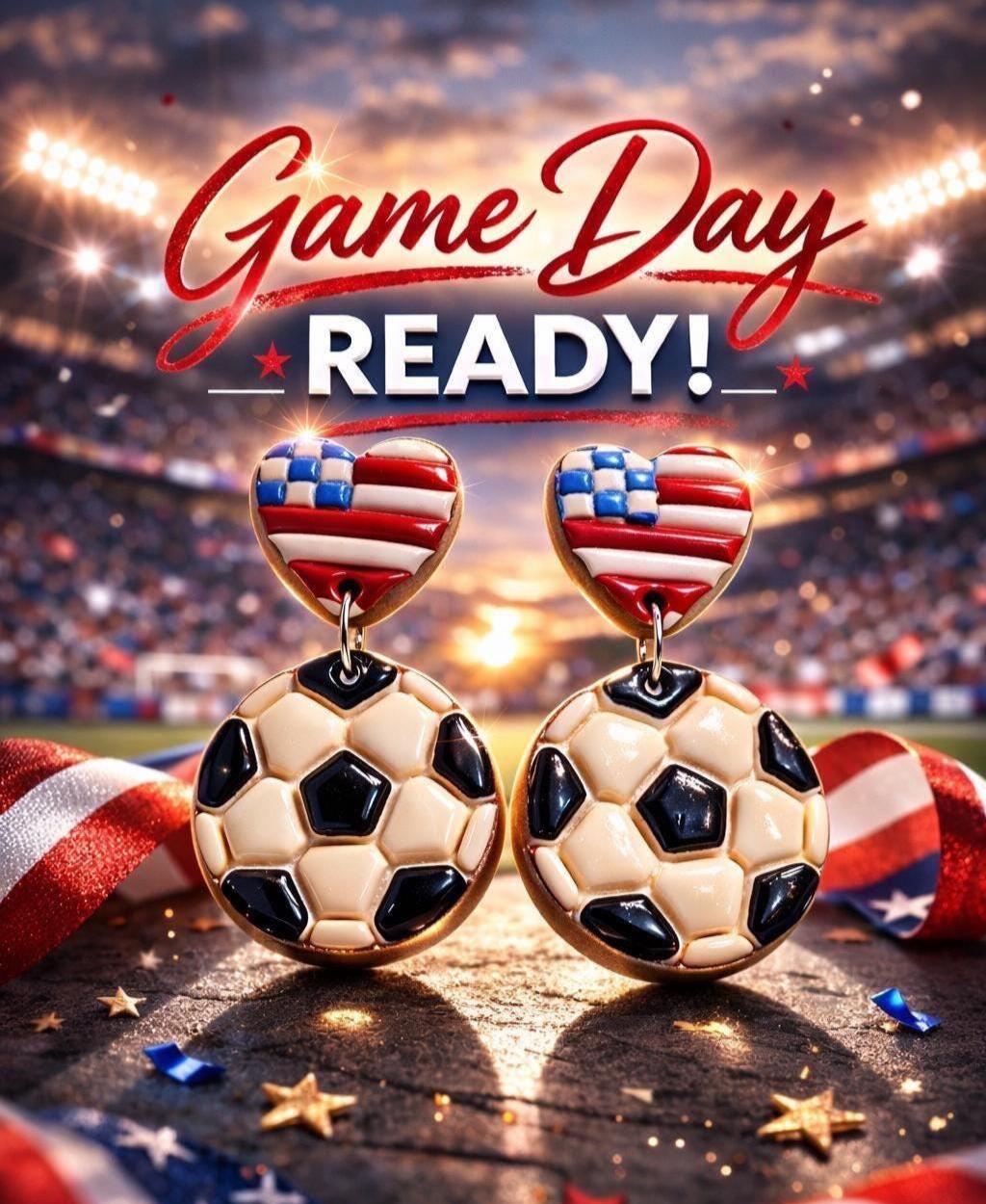 Heart Country Flag Soccer Ball Earrings – Lightweight Game Day Jewelry