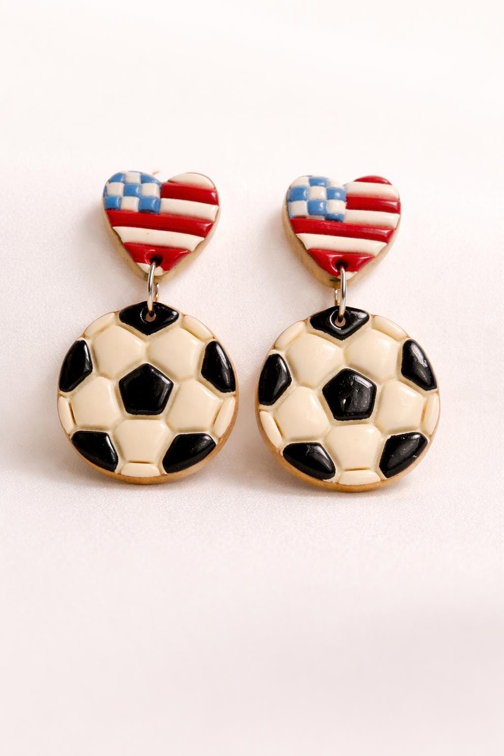 Heart Country Flag Soccer Ball Earrings – Lightweight Game Day Jewelry