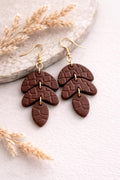 Dark Brown Polymer Clay Earrings – Lightweight Statement Dangle Earrings for Women, Handmade Boho Jewelry, Chocolate Minimal Gift