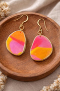 Colorful Polymer Clay Statement Earrings – 18K Gold Plated Hooks, Lightweight Boho Style