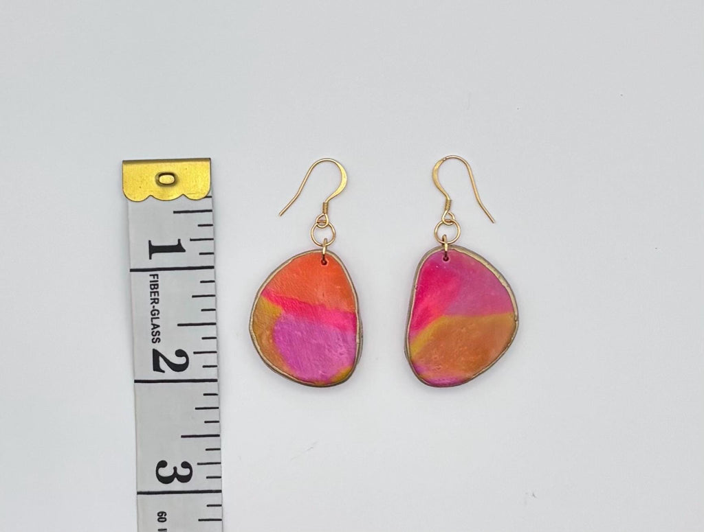 Colorful Polymer Clay Statement Earrings – 18K Gold Plated Hooks, Lightweight Boho Style