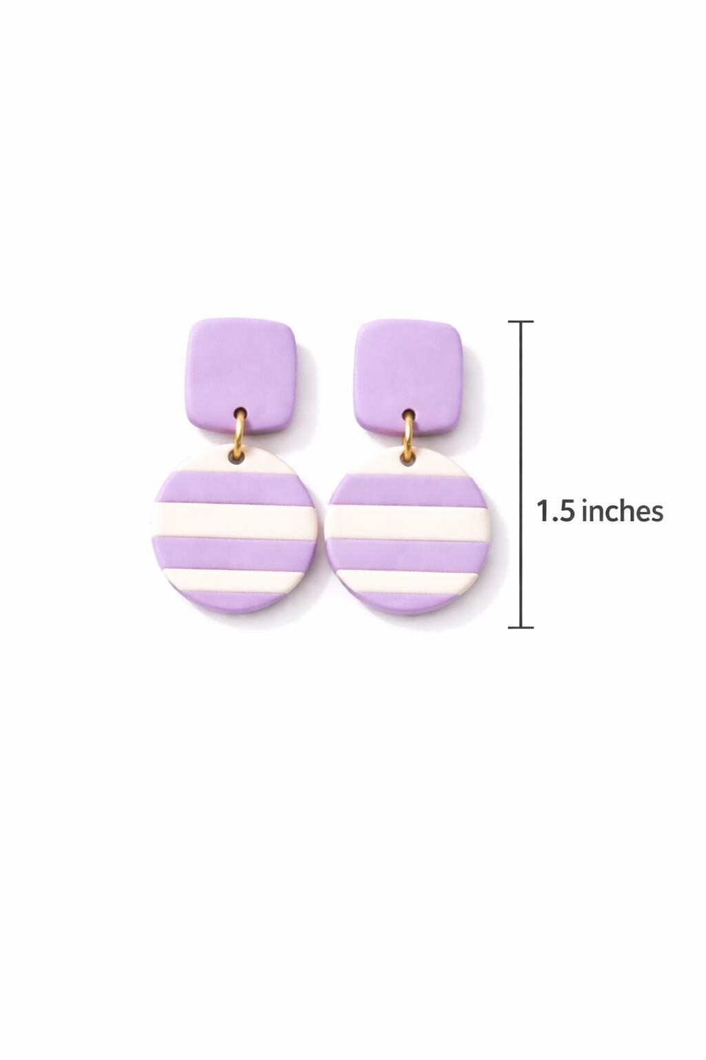 Lilac Striped Dangle Earrings | Modern Classic Polymer Clay Jewelry