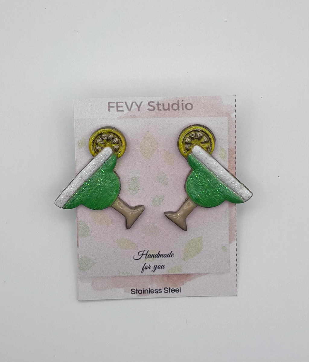 Margarita Cocktail Earrings | Handmade Polymer Clay | Fun Bartender Gift | Tropical Summer Statement | Lightweight Hypoallergenic Jewelry