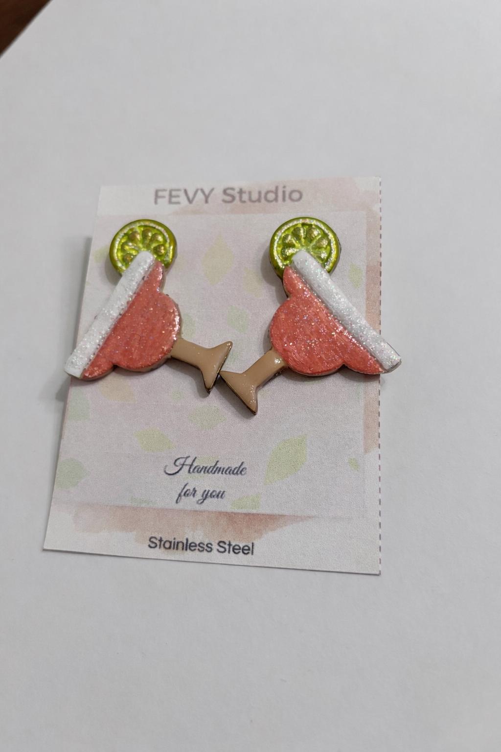 Margarita Cocktail Earrings | Handmade Polymer Clay | Fun Bartender Gift | Tropical Summer Statement | Lightweight Hypoallergenic Jewelry