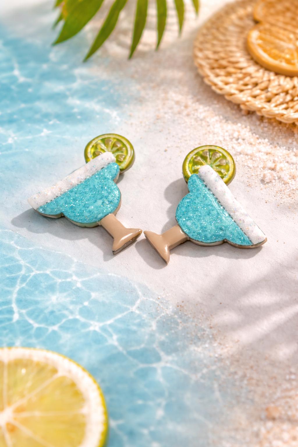 Margarita Cocktail Earrings | Handmade Polymer Clay | Fun Bartender Gift | Tropical Summer Statement | Lightweight Hypoallergenic Jewelry
