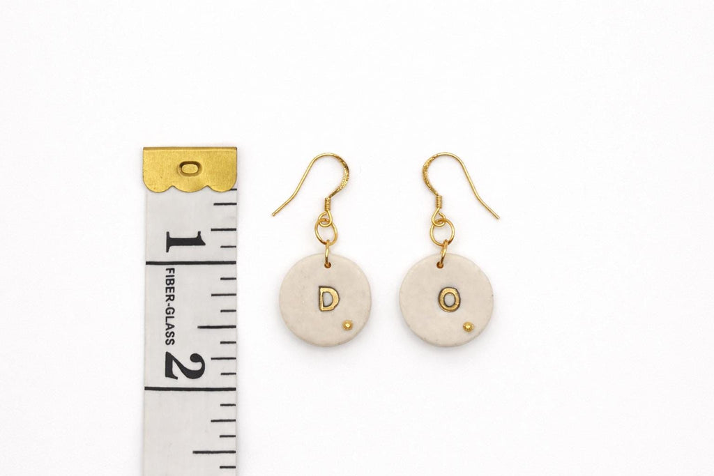 Personalized Initial Polymer Clay Earrings, Gold Letter Dangle Earrings, Minimalist Earrings, Stainless Steel 18K Gold Plated Hooks