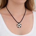 Handmade Polymer Clay Soccer Ball Pendant Necklace, Sports Jewelry