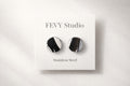 Black White Polymer Clay Stud Earrings | Minimalist Modern Lightweight Jewelry