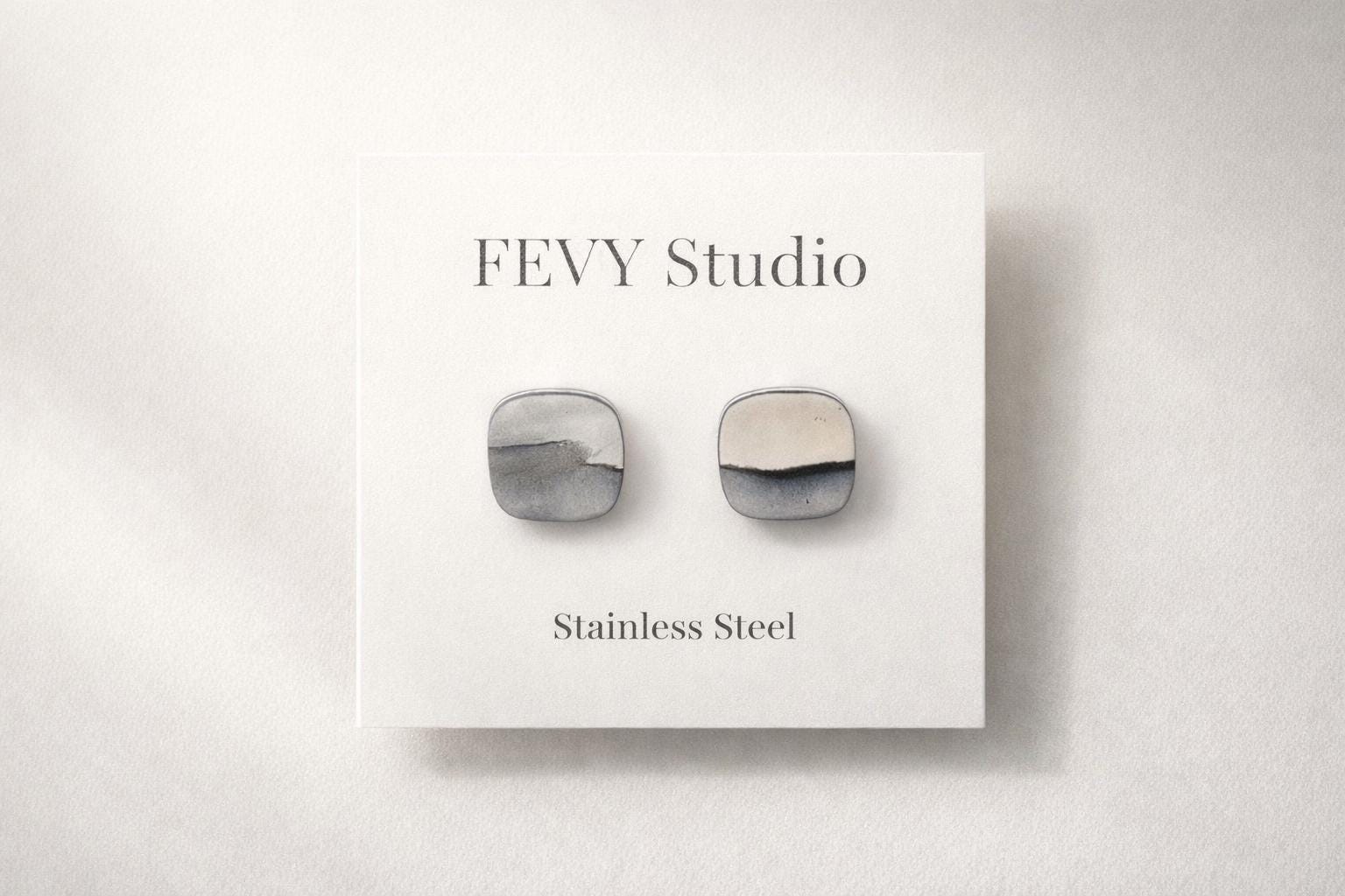 Black and White Stud Earrings, Polymer Clay Earrings, Minimalist Earrings, Abstract Earrings, Neutral Studs, Stainless Steel Post