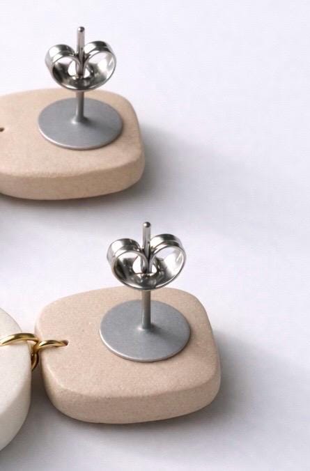 Minimalist Beige Striped Dangle Earrings • Classic Everyday Jewelry • Neutral Boho Chic Gift • Timeless Lightweight Earrings