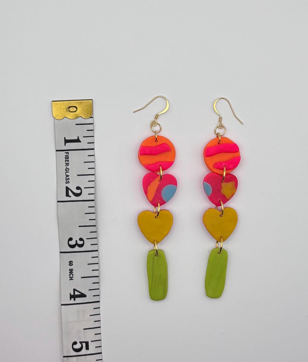 Colorful Polymer Clay Statement Earrings, Modern Artistic Dangle Jewelry, Lightweight Bold Design