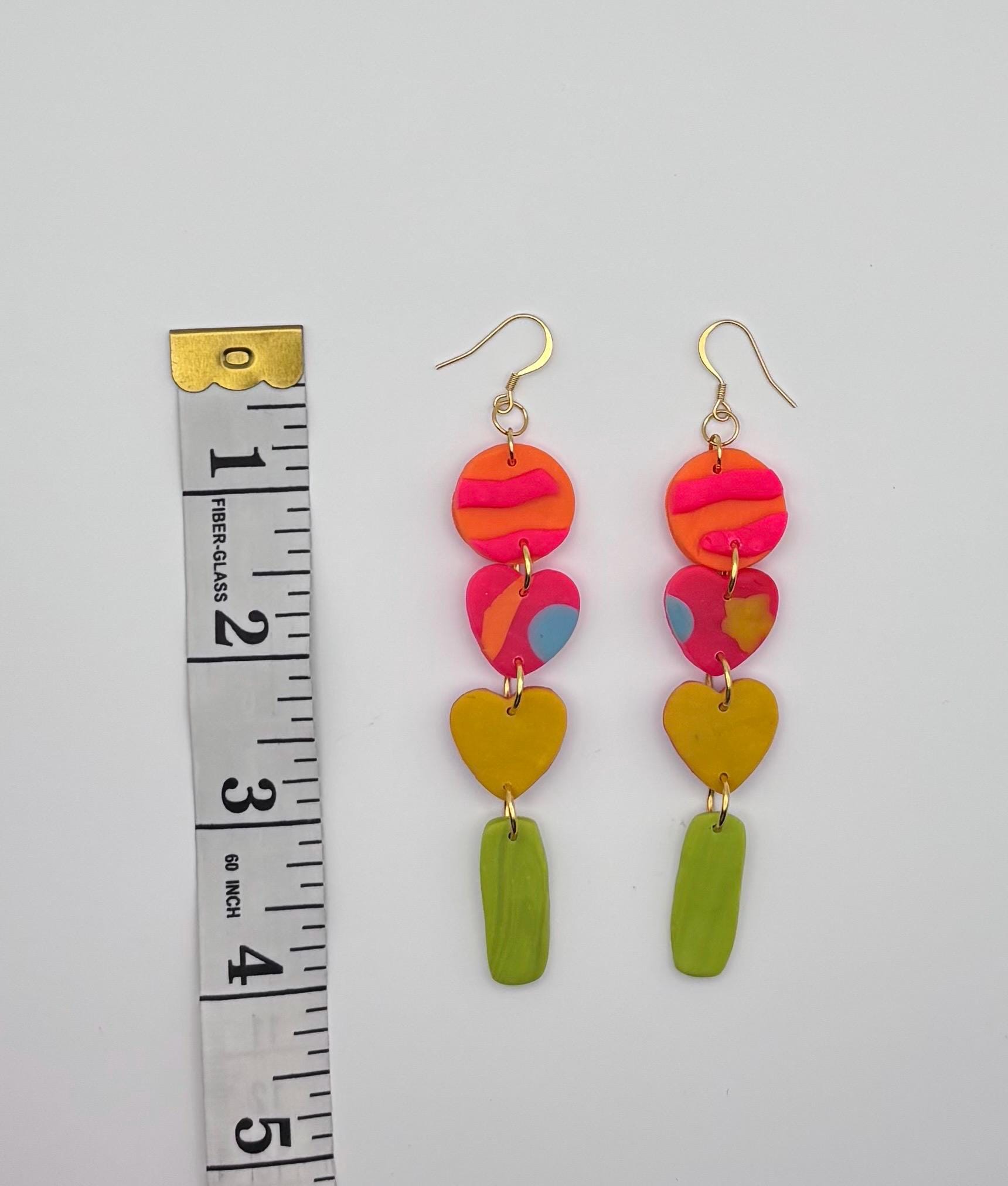 Colorful Polymer Clay Statement Earrings, Modern Artistic Dangle Jewelry, Lightweight Bold Design
