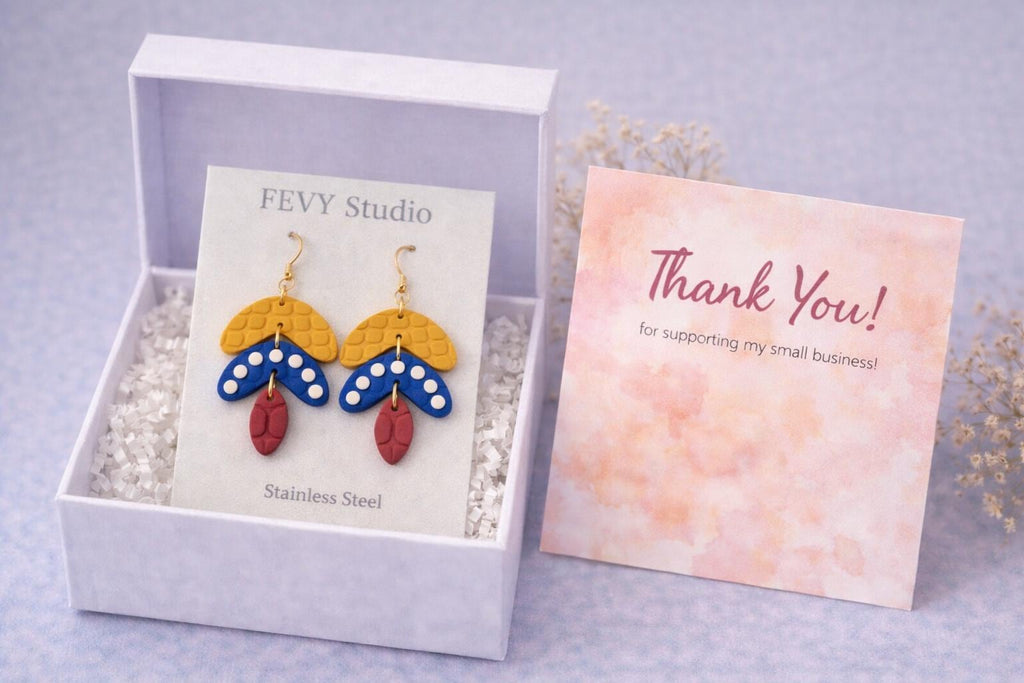 Handmade Polymer Clay Venezuela Flag Earrings | Statement Dangle Jewelry, 18K Gold Plated Hooks
